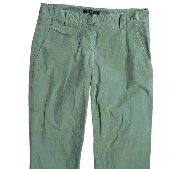 Theory Straight Leg Green Pants Size 2 - Picture 2 of 5